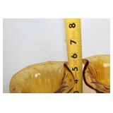 Set of Vintage Amber Glass Pitcher with Vases and Decorative Piece