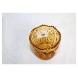 Set of Vintage Amber Glass Pitcher with Vases and Decorative Piece