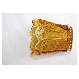 Set of Vintage Amber Glass Pitcher with Vases and Decorative Piece