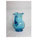 Blue Enamel Hand-Painted Lemonade Water Pitcher