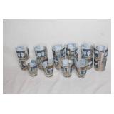 Set of 12 Vintage Westmoreland Glass Tumblers with Grecian Design