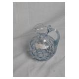 Vintage 1955 Fenton Blue Coin Dot Optic Pitcher