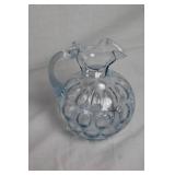 Vintage 1955 Fenton Blue Coin Dot Optic Pitcher