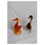 Pair of Murano Glass Duck Figurines - Vintage Collection