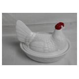 Westmoreland Glass White Milk Glass Hen on Nest Dish