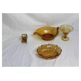 Vintage Fenton 3-Piece Console Set in Amber Glass