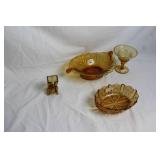 Vintage Fenton 3-Piece Console Set in Amber Glass