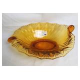 Vintage Fenton 3-Piece Console Set in Amber Glass