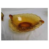 Vintage Fenton 3-Piece Console Set in Amber Glass
