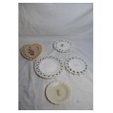 Assorted Milk Glass and Westmoreland Almond Heart Dishes