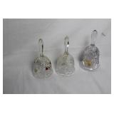 Set of 3 Vintage Glass Decorative Bells with Floral and Star Designs