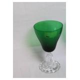 Set of 4 Fostoria Colonial Dame Green Glass Water Goblets