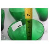 Set of 4 Fostoria Colonial Dame Green Glass Water Goblets