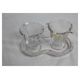 Fostoria Century Creamer and Sugar Set with Tray
