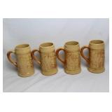 Set of 4 Vintage Hull Yellow Ware Alpine Steins