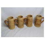 Set of 4 Vintage Hull Yellow Ware Alpine Steins