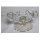 Pair of Vintage Rock Crystal 2-Lite Glass Candelabras