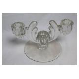 Pair of Vintage Rock Crystal 2-Lite Glass Candelabras