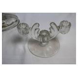Pair of Vintage Rock Crystal 2-Lite Glass Candelabras