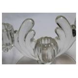 Pair of Vintage Rock Crystal 2-Lite Glass Candelabras