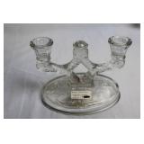 Pair of Vintage Rock Crystal 2-Lite Glass Candelabras
