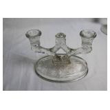 Pair of Vintage Rock Crystal 2-Lite Glass Candelabras