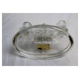 Pair of Vintage Rock Crystal 2-Lite Glass Candelabras