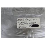 Pair of Vintage Rock Crystal 2-Lite Glass Candelabras