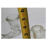 Pair of Vintage Rock Crystal 2-Lite Glass Candelabras