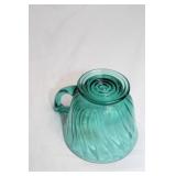 Set of 4 Swirl Ultramarine Glass Cups and Creamer