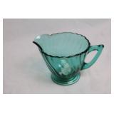 Set of 4 Swirl Ultramarine Glass Cups and Creamer