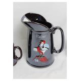 Set of 3 Matching Ceramic Pitchers with Red Rooster Design