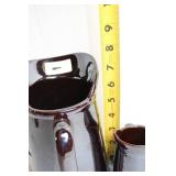 Set of 3 Matching Ceramic Pitchers with Red Rooster Design