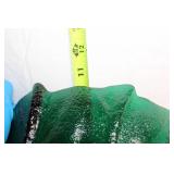 Green Glass Leaf-Shaped Decorative Bowl