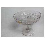 Decorative Glass Compote Dish with Diamond Pattern