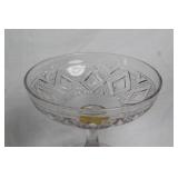 Decorative Glass Compote Dish with Diamond Pattern