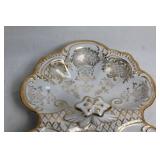 Decorative Porcelain Dishes with Floral and Gold Accents - Set of 3