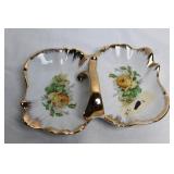 Decorative Porcelain Dishes with Floral and Gold Accents - Set of 3