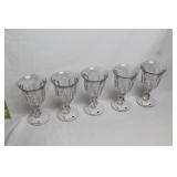 Set of 5 Ireland Imports Stemmed Glass Goblets