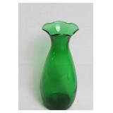 Collection of 7 Vintage Green Glass Vases