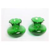 Collection of 7 Vintage Green Glass Vases