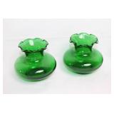 Collection of 7 Vintage Green Glass Vases