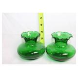 Collection of 7 Vintage Green Glass Vases
