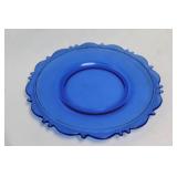 Set of Antique Cobalt Blue Depression Glass Plates and Sugar Bowl