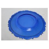 Set of Antique Cobalt Blue Depression Glass Plates and Sugar Bowl