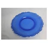 Set of Antique Cobalt Blue Depression Glass Plates and Sugar Bowl