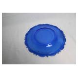 Set of Antique Cobalt Blue Depression Glass Plates and Sugar Bowl