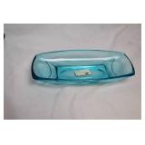 Set of 2 Capri Blue Glass Serving Dishes with Handle