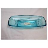 Set of 2 Capri Blue Glass Serving Dishes with Handle