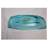 Set of 2 Capri Blue Glass Serving Dishes with Handle